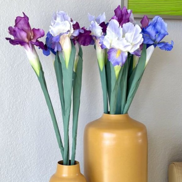 Blue-Purple 3 Stems 27.5" Artificial Faux Iris Irises Spring Summer Flowers New - Picture 5 of 5